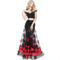 Hot Sale Two-Piece Mermaid Evening Dress with an Appliqued Flower Skirt and off The Shoulder Bodice